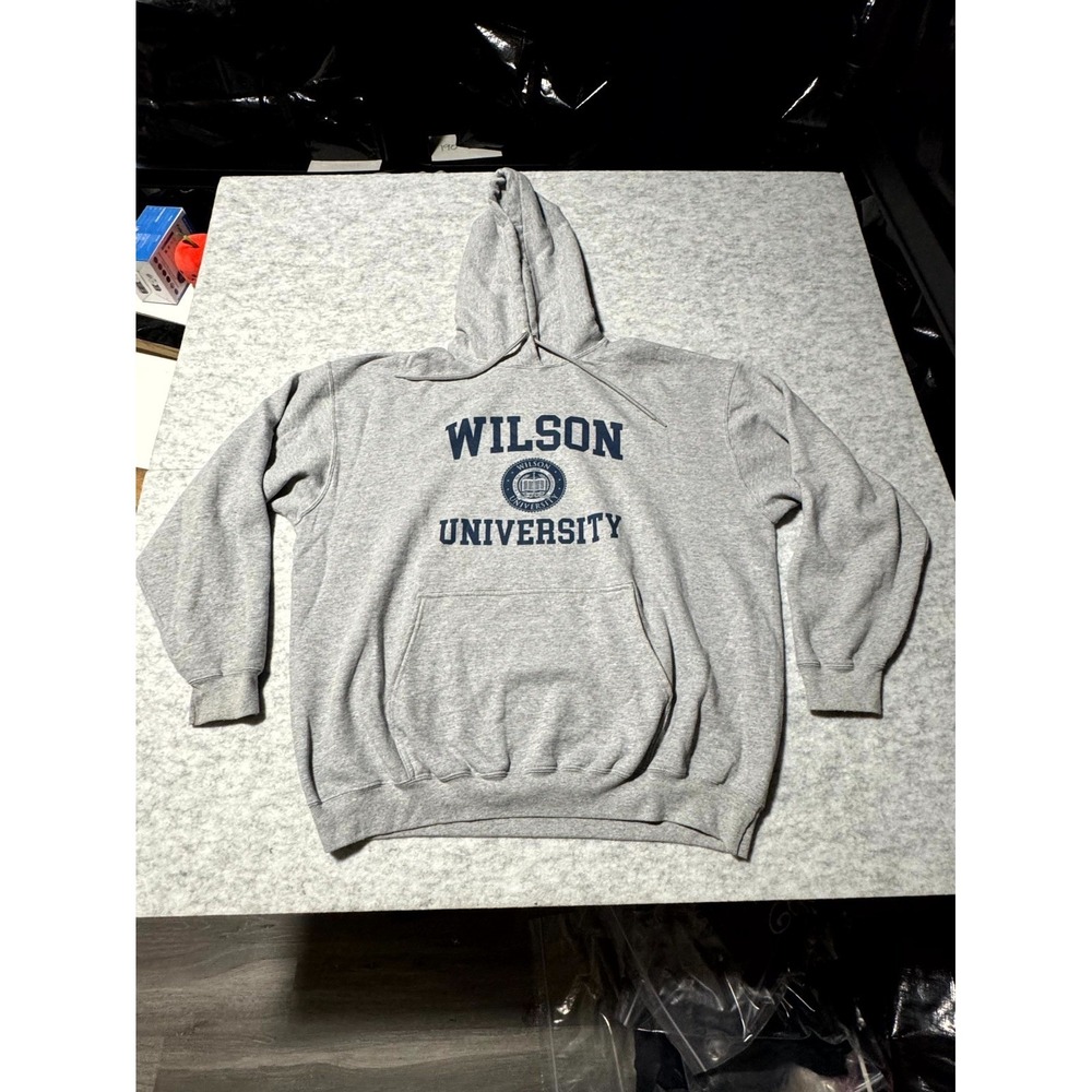 Wilson University Hoodie‎ Mens 2XL Gray Pullover College Graphic Sweatshirt
